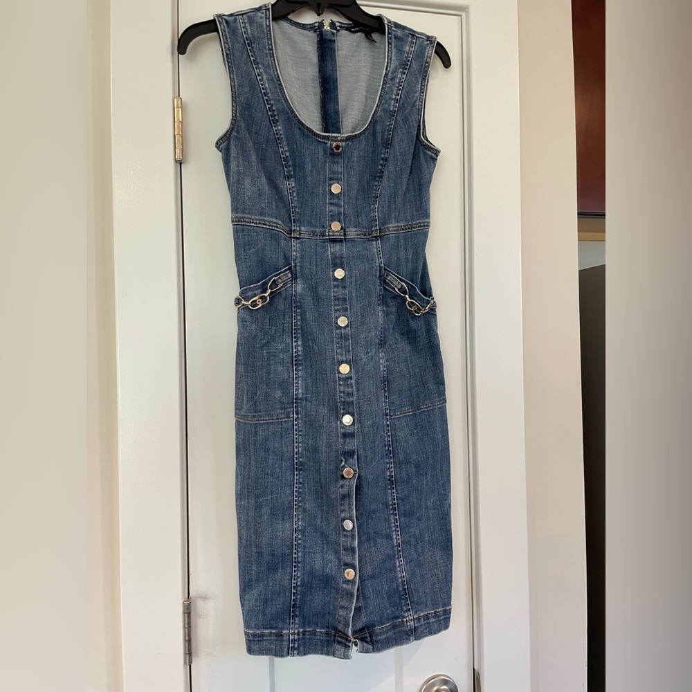 White House Black Market denim dress with snaps & zipper